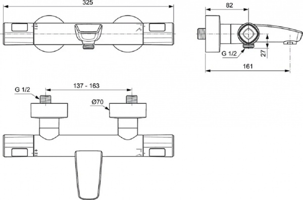 Набор смесителей для ванной Ideal Standard CERATHERM T100 (A7238AA, BC699AA, BC797AA), BC985AA