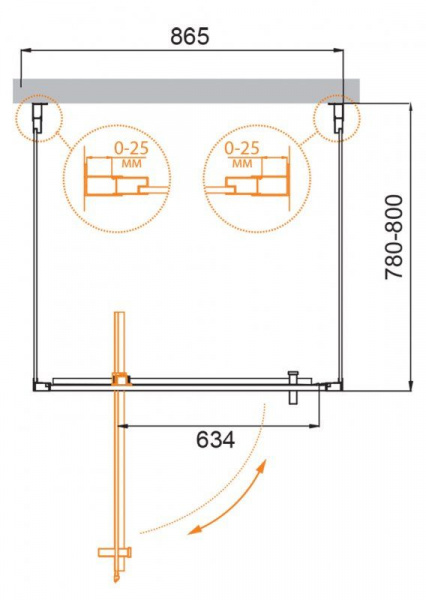 Душевая кабина Cezares MOLVENO-BA2-90/80-C-Cr-IV