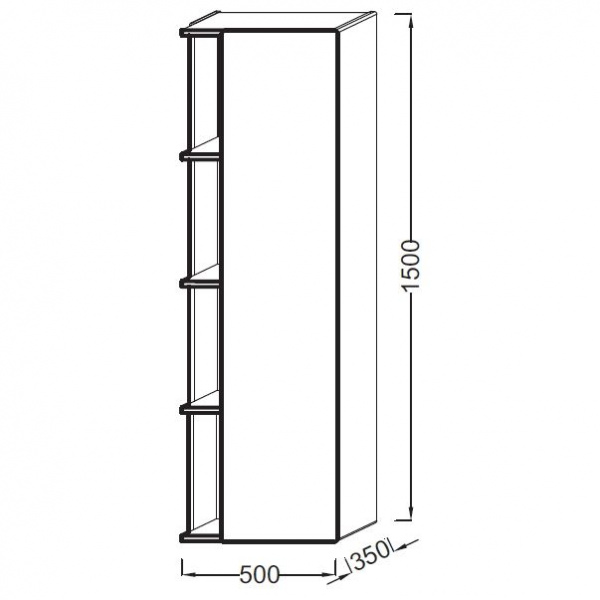Пенал подвесной Jacob Delafon Terrace, 50 см, правосторонний, черный матовый, EB1179D-M61