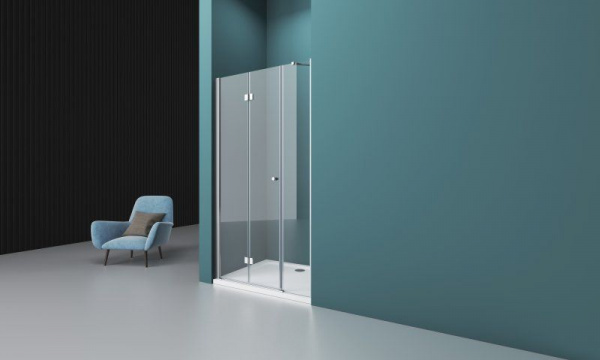 Душевая дверь BelBagno 1450x1950, прозрачное стекло, хромированный профиль, ALBANO-BS-13-90+60-C-Cr