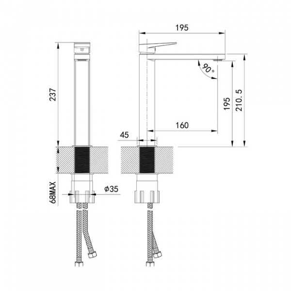 Смеситель для умывальника IDDIS Bridge, BRDSB01i01
