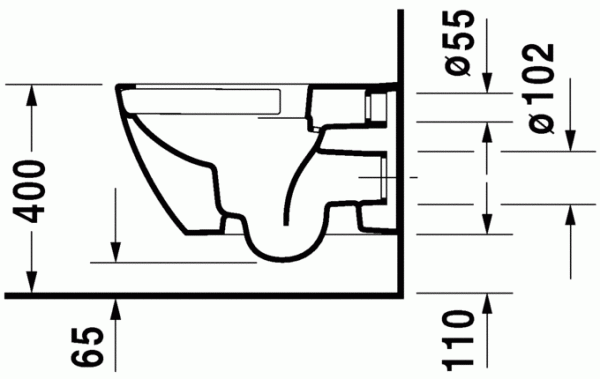 Унитаз подвесной Duravit  Happy D.2  365 x 540 мм, с вертикальным смывом, вкл. крепление Durafix, ан