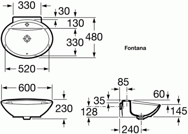Раковина FONTANA /60x48/ (бел) 7.3278.7.700.0