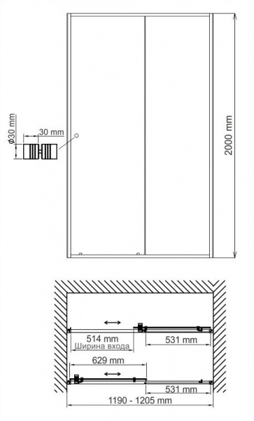 Душевая дверь WasserKRAFT Rhin, 44S05