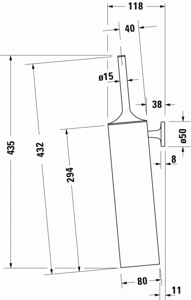 Ёршик Duravit Starck T для подвесного монтажа, чёрный матовый, 99464600