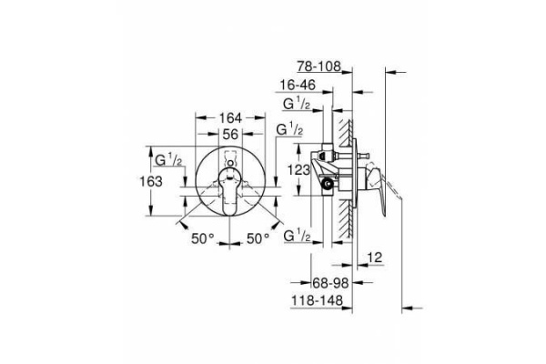 Смеситель для ванны Grohe BauEdge, хром, 29079000