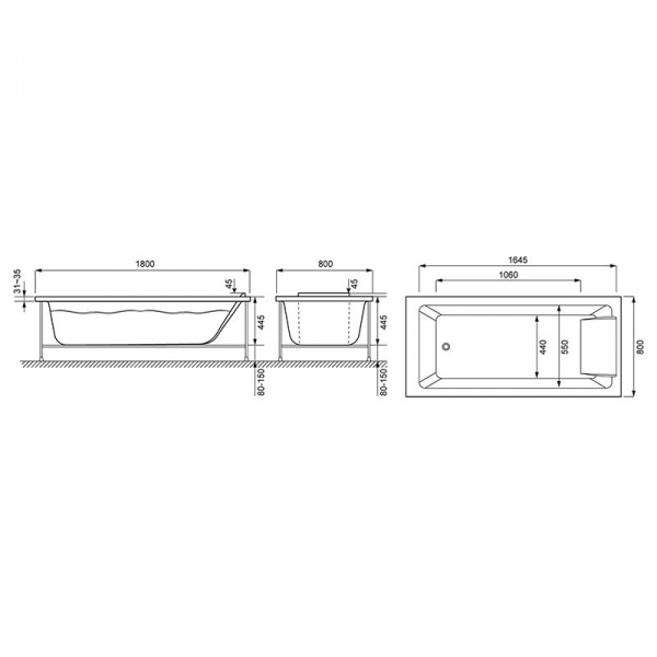 Ванна акриловая Jacob Delafon Sofa 180x80, белая, E60516RU-00